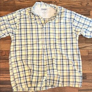 Wrangler Casual Yellow and Blue Plaid Shirt